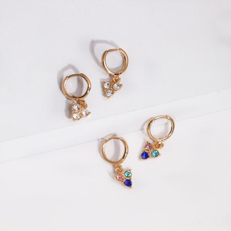 Korean Geometric Triangle Rhinestone Super Flashing Earrings Nhjj132991