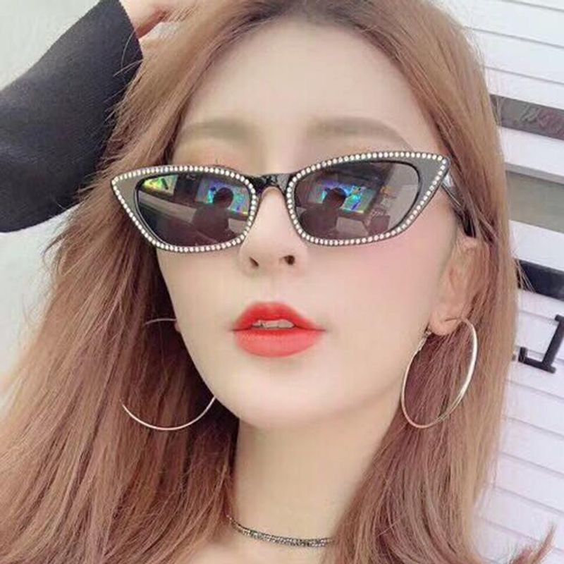 Imitation Diamant Katzenauge Sonnenbrille 2019 Mode Kleine Rahmen Damen Trend Persönlichkeit Sonnenbrille Internet-promi Sonnenbrille 5100