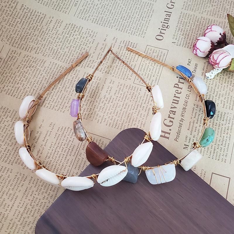 Fashion Women Shell Natural Stone Headband Nhjj133721