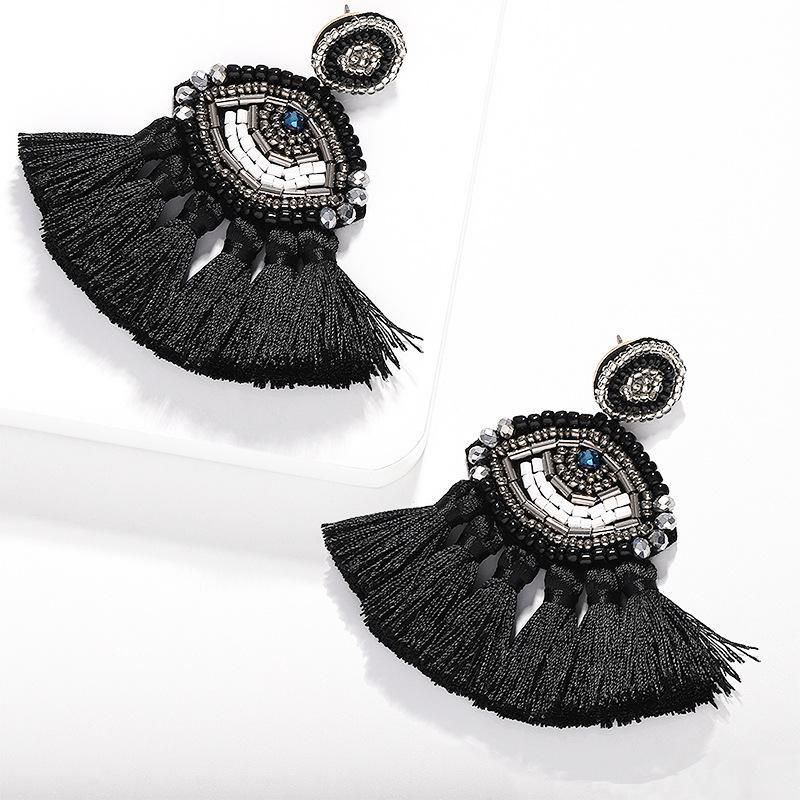 Fashion Women Hand-woven Beads Eye Earrings Nhjq133753