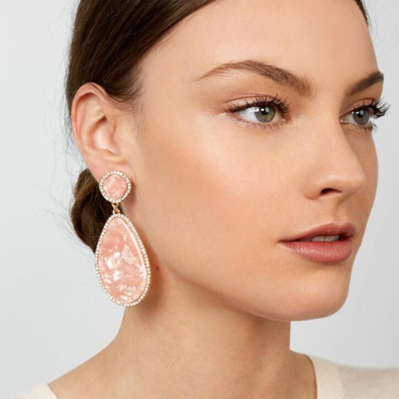 Direkt Verkauf Ab Werk  Hot Style Modetrend Diamant Eingelegte Granit Tropfen Förmige Ohrringe Offizielle Website Mit Dem Gleichen Stil Hot Sale