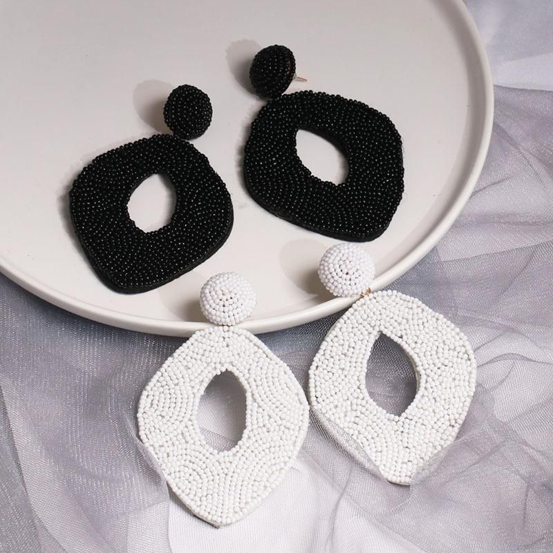 Simple Handmade Beaded Rice Earrings Nhjj133895