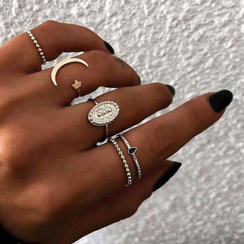 مجموعة مجوهرات أوروبية وأمريكية عابرة للحدود Moon Star Ring 5 مجموعات من مجموعة Mingyuan Street Jewelry Jewelry Jewelry Fei