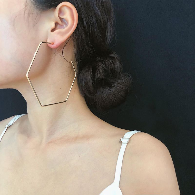 Fashion Hollow Polygon Geometric Opening Earrings Nhxr134028