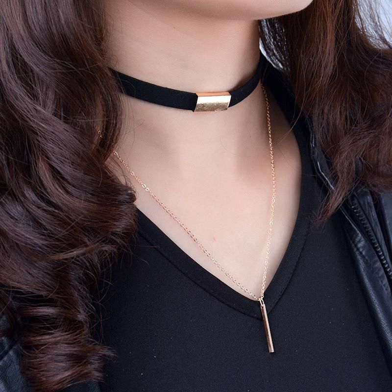 Simple Retro Metal Glossy Multi-layer Element Necklace Nhxr134051