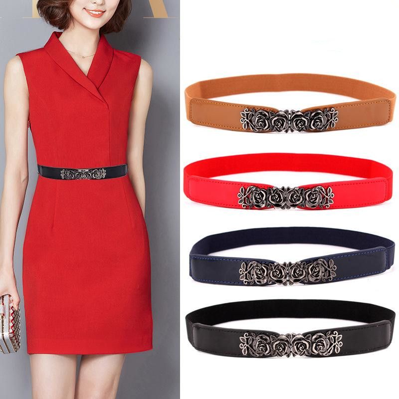 Fashion Retro Woman Leather Rose Waist Belt Strap For Dress Jeans Nhpo134069