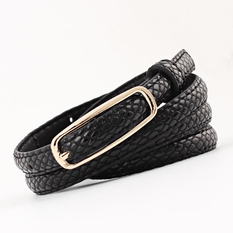 Fashion Woman Leather Metal Buckle Stone Thin Belt Strap For Dress Jeans Nhpo134075