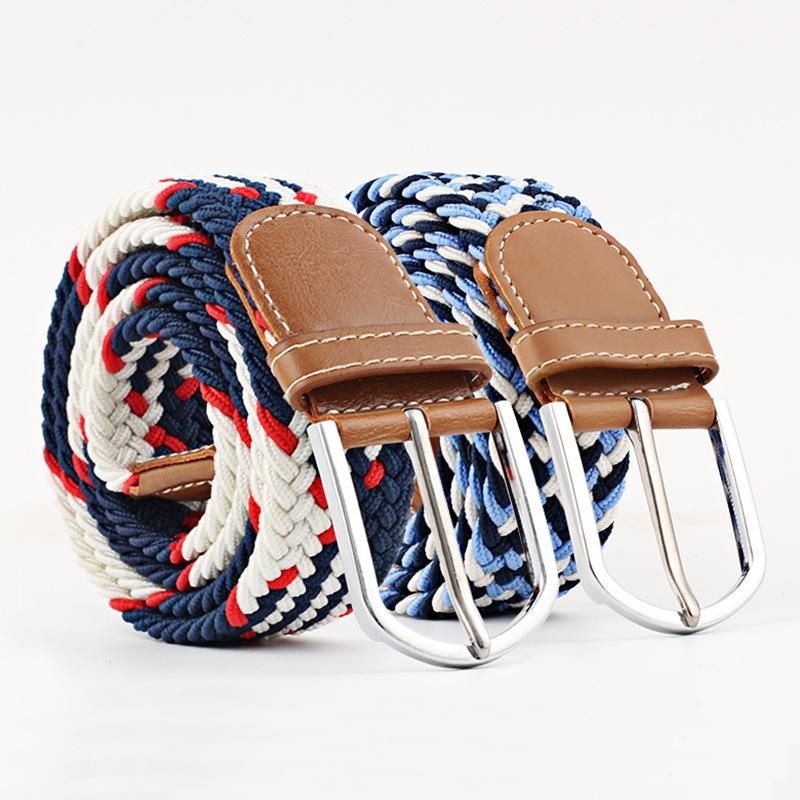 Fashion Unisex Elastic Braided Pin Buckle Belt Strap For Jeans Multicolor Nhpo134268