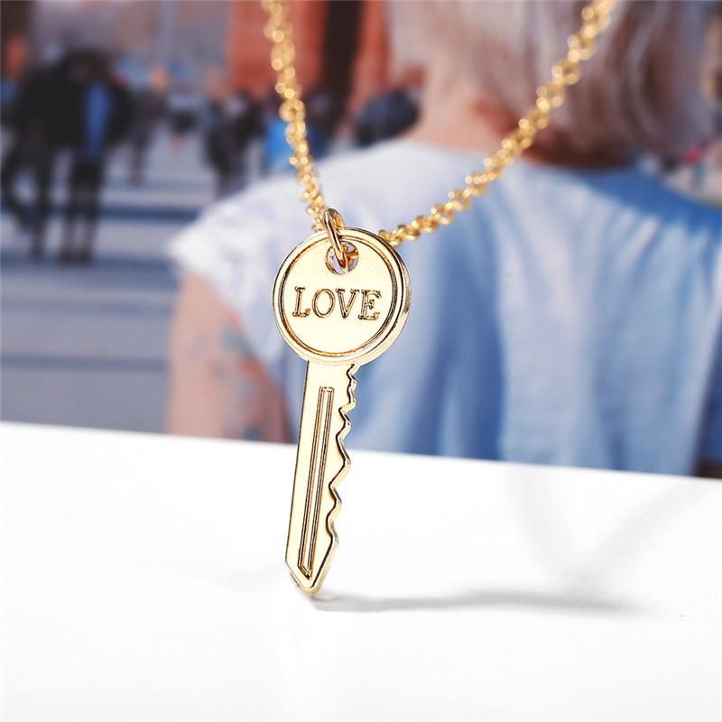 Creative Simple Love Key Metal Necklace Nhpj134432