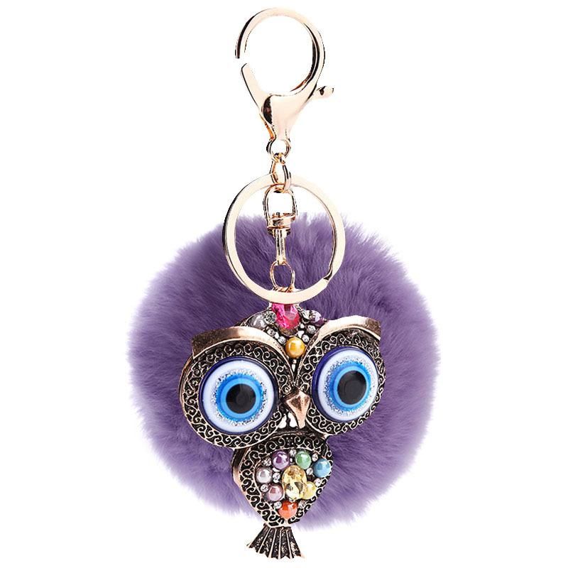 Creative Hollow Blue Eye Car Retro Fashion Owl Key Ring Pendant Nhmm135255