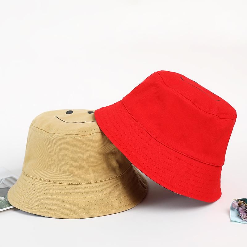Double-sided Cute Cartoon Smiley Fisherman Hat Visor Sun Protection Cap Nhxb135265