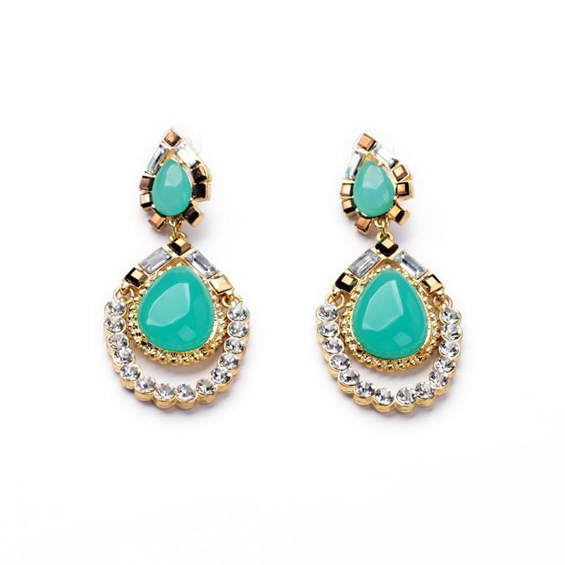 Europäische Und Amerikanische Mode  Grenz Überschreiten Der Schmuck Großhandel Diamant Hellblaue Wasser Tropfen Damen Ohrringe Ohrringe