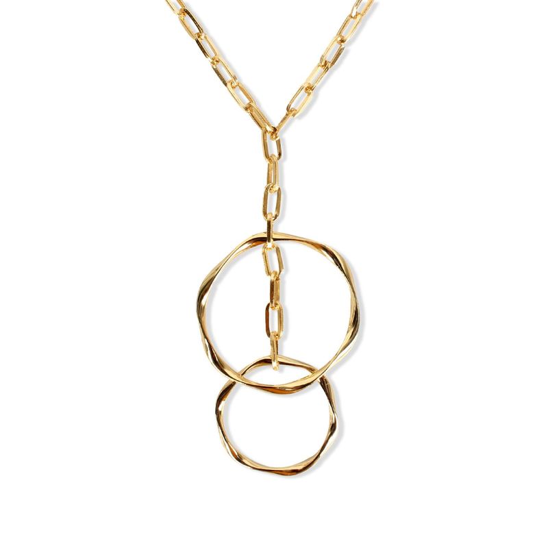 Simple Hollowed Out Irregular Metal Round Combination Geometric Round Necklace Nhct130574