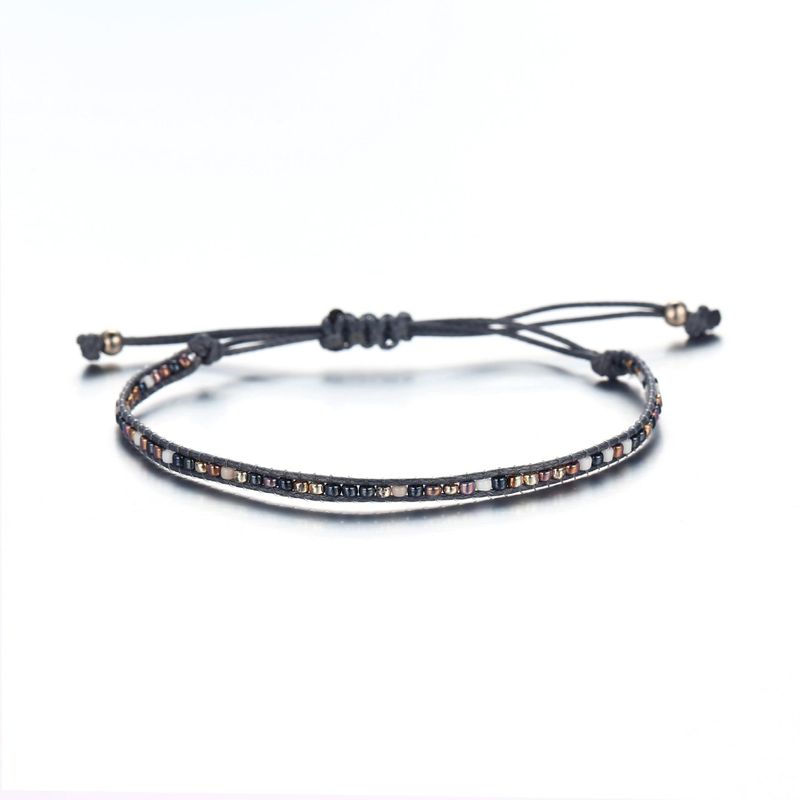 F25622 Mode Coréenne Nouvelle Perlé Fait Main Bracelet Creative Rétro Simple Noir Perle Bracelet