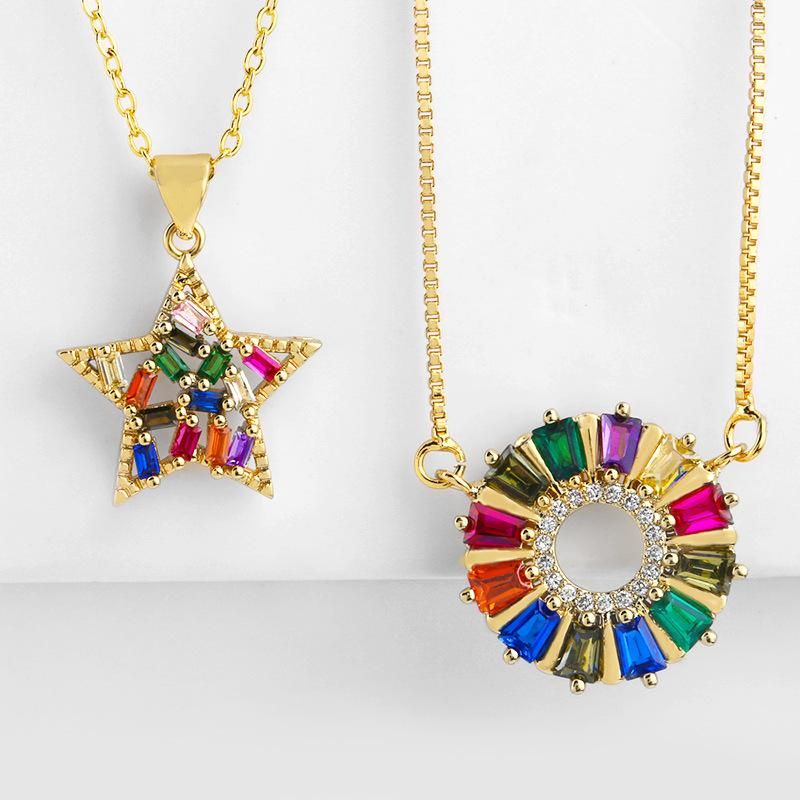 Europe Et En Amérique Croix Frontière Creative Pentagramme Collier Accessoires Personnalisé Couleur Zircon Pendentif Tous-match Bijoux Nkp30