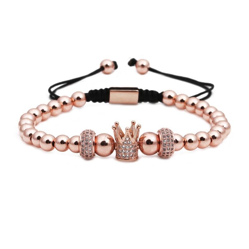 Fashion Micro-inlaid Zircon Copper Beads Woven Crown Bracelet Nhyl130673