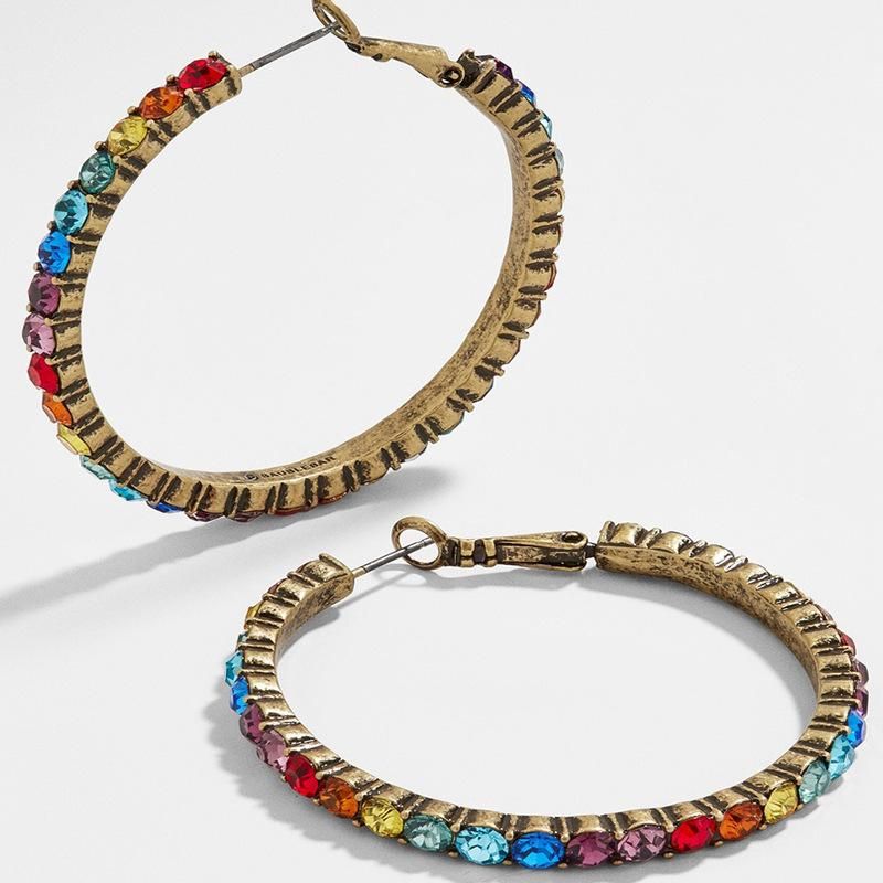 Fashion Creative Ring Hang Buckle With Rhinestone Alloy Earrings Nhjq130706