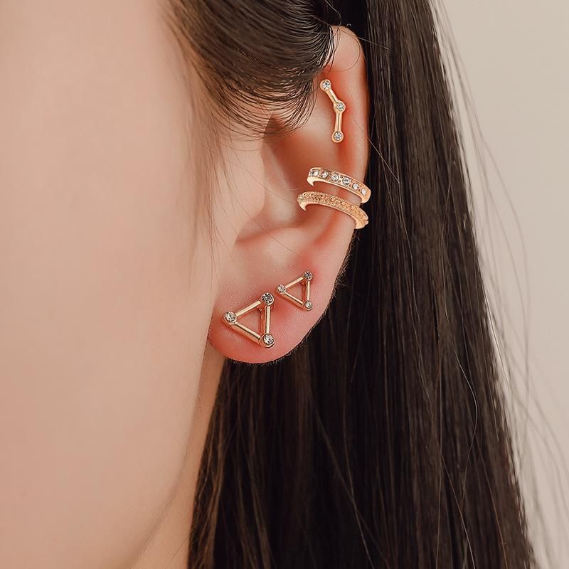 Fashion Women Alloy Rhinestone Ear Cuff Clip Earrings Alloyen 5 Sets Nhdp136099