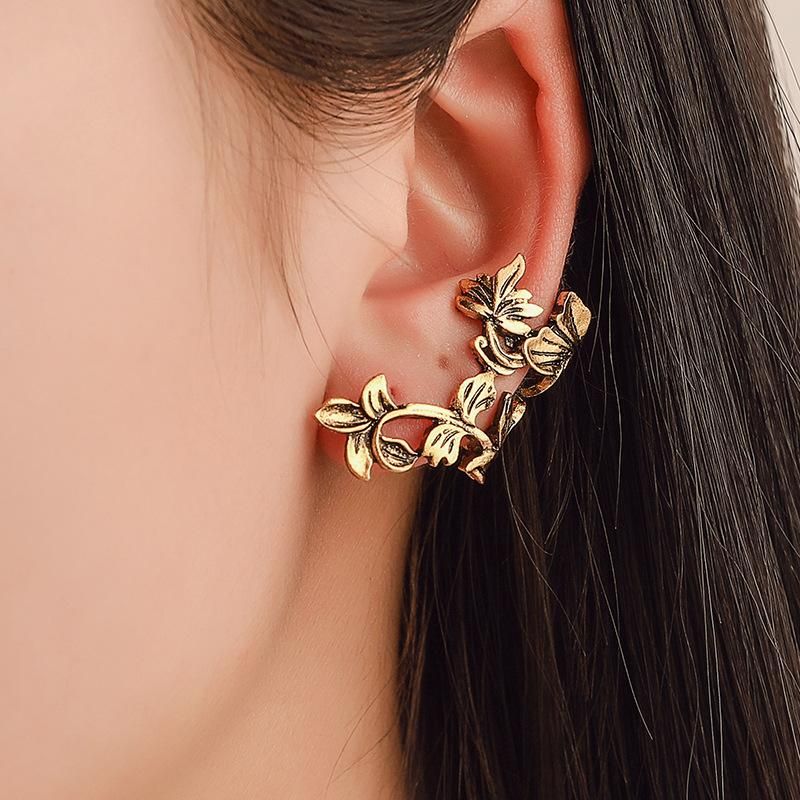 Fashion Women Metal Leaves Single Ear Cuff Clip Earrings Alloy Alloyen Nhdp136128
