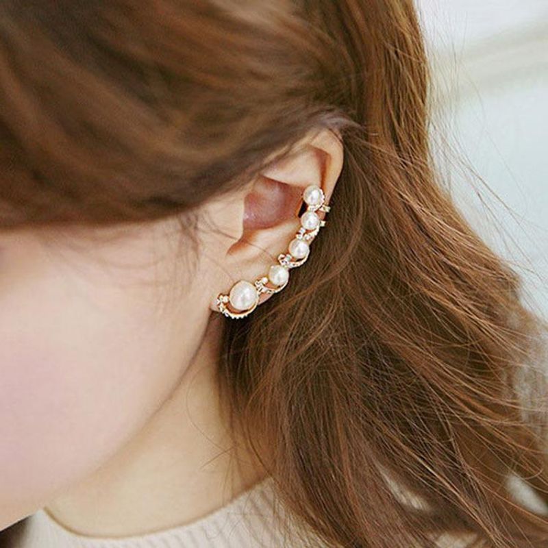 Fashion Women Beads Rhinestone Single Ear Cuff Clip Earrings Alloy Alloyen Nhdp136155