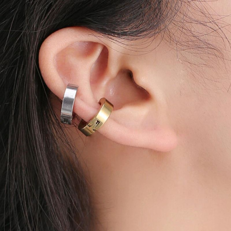 Fashion Women Round Titanium Steel Ear Cuff Clip Earrings Alloy Alloy Nhdp136162
