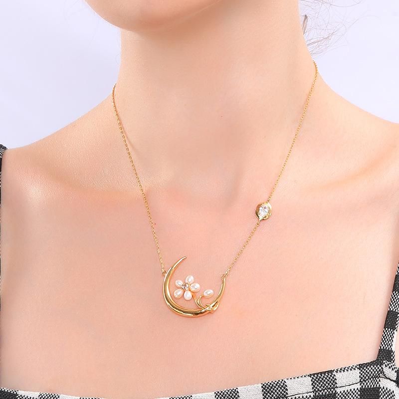 Fashion Beads Zircon Design Cool Cold Moon Necklace Nhqd136245