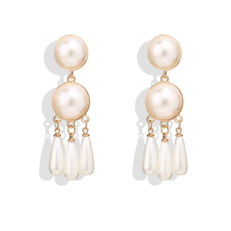 Creative Retro Minimalist Drop-shaped Beads Tassel Earrings Nhpj136359