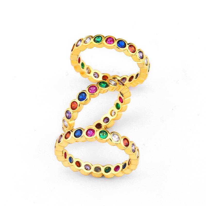 Alloy Zircon Ring Full Color Rhinestone Gemstone Ring Nhas136376