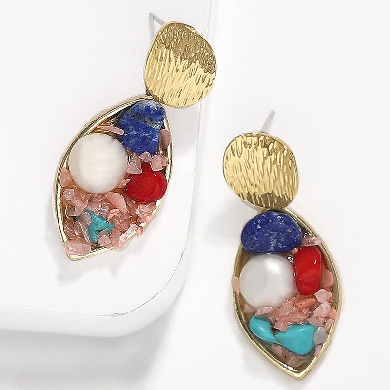 Creative Retro Minimalist Inlaid Beads Gravel Earrings Nhjq136416