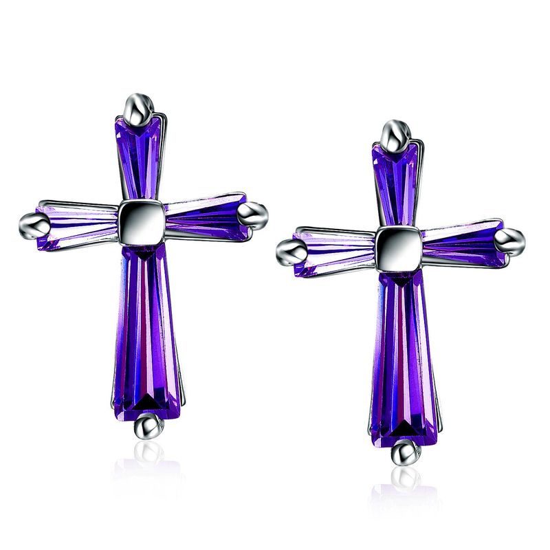 Jesus Cross Austria Imitated Crystal 925 Sterling Alloy Stud Earrings Nhlj136878