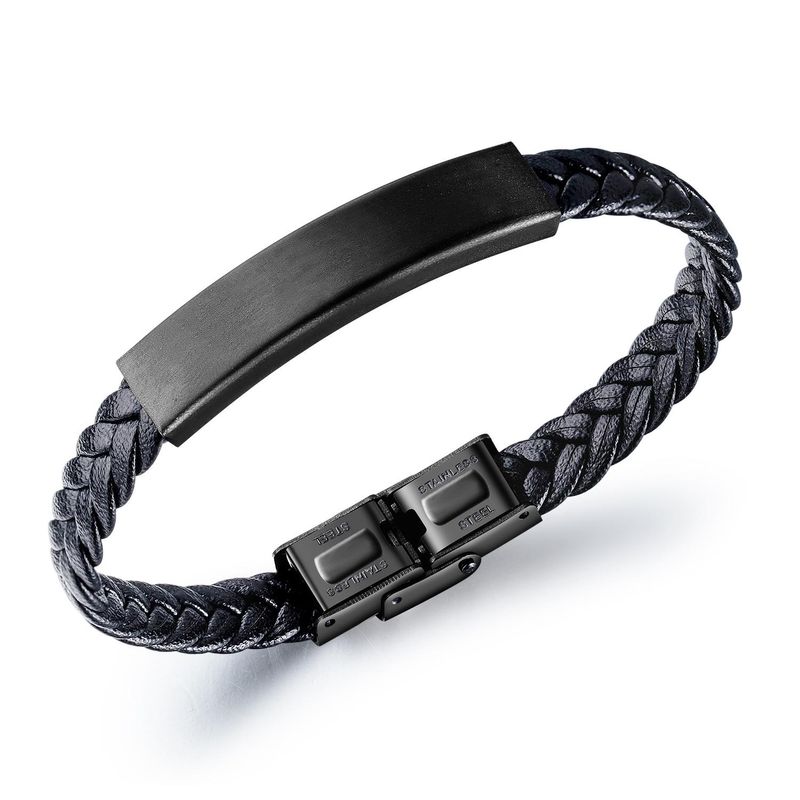 Fashion Titanium Steel Braided Leather Bracelet Nhop136888