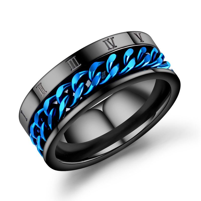 Opk Ring Tiktok Same Titanium Steel Men's Ring Stainless Steel Rotating Chain Roman Digital Ring