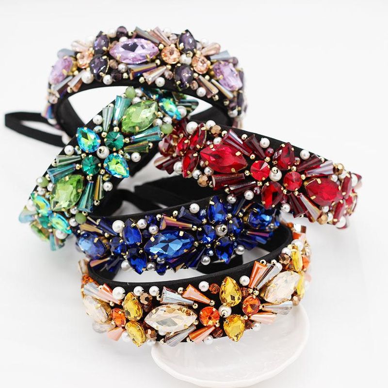 Europäische Und Amerikanische Barock-schwerindustrie Luxus Kristall Perlen Hand Genähtes All-match-ballmode-stirnband