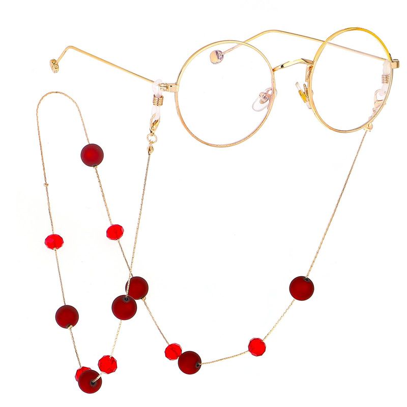 Fabrik Direkt Verkauf Mode Pullover Kette Brillen Kette Mehrzweck Gold Rote Kristall Matte Perlen Brillen Kette