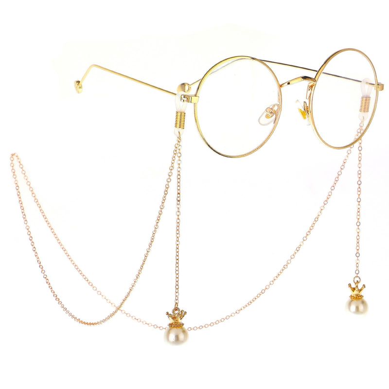 Anti-rutsch-beliebtes Metall-brillen Seil, Goldene Krone, Perlen Anhänger, Hand Gefertigte Brillen Kette, Grenz Überschreitend