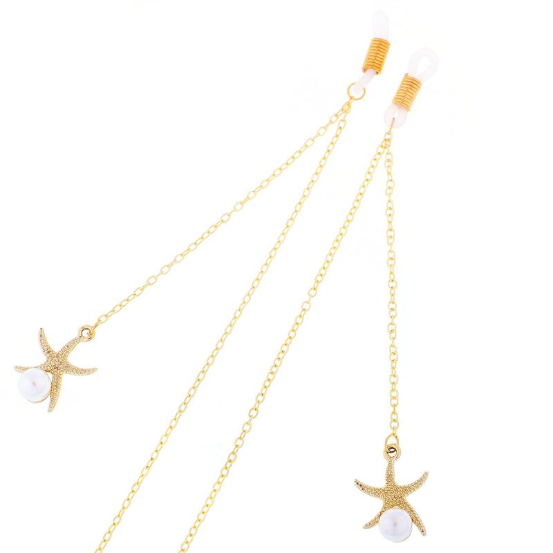 Alloy Starfish Beads Handmade Glasses Chain Nhbc137207