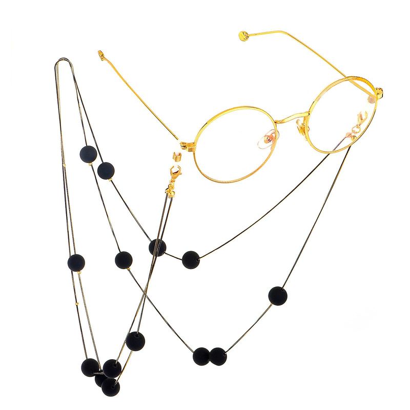 Black Matte Beads Double Layer Glasses Chain Nhbc137264
