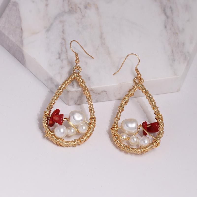 52104 Lange Luxus Tropfen Förmige Perlen Ohrringe Aus Legierung Weibliches Temperament Europäische Und Amerikanische Koreanische Version Übertriebene Ohrringe