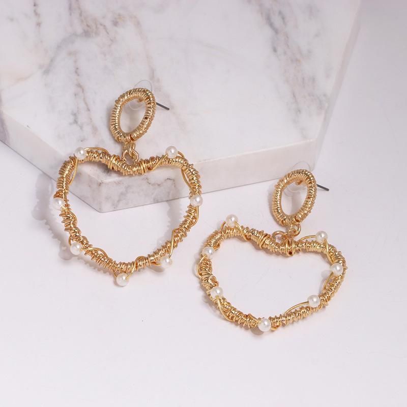Simple Love Alloy Beads Creative Earrings Nhjj137816