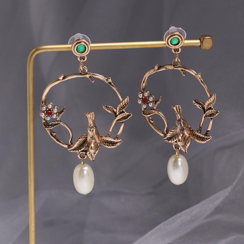 Womens Drops Set Beads Metal Earrings Nhjj137827