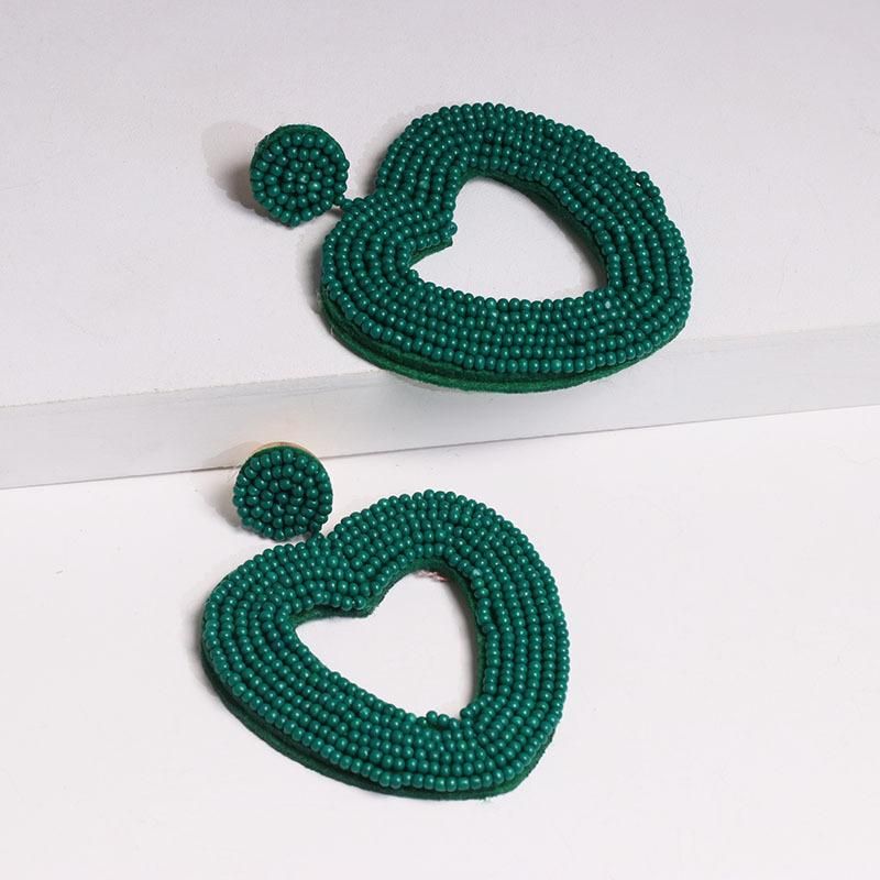 52077 Europäischer Und Amerikanischer Grenz Überschreiten Der Schmuck Liebes Herzförmige Einfache Hand Gefertigte Perlen Ohrringe Böhmische Reis Perlen Ohrringe Ohrringe