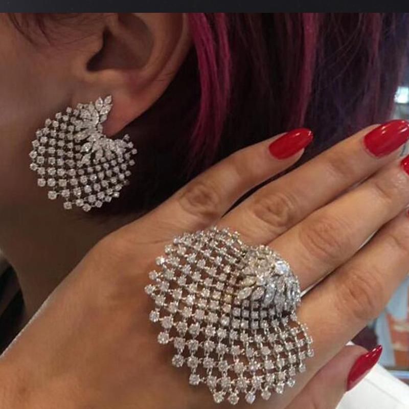 Fashion Versatile Full Rhinestone Geometric Earrings Nhnt138286