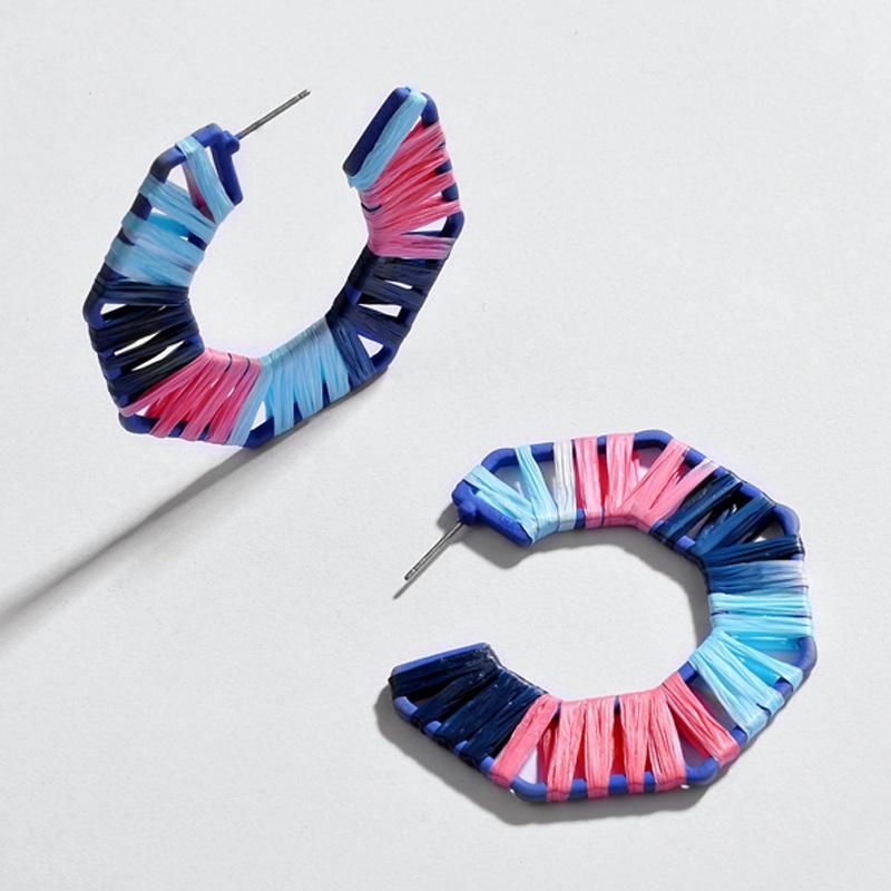 Hollow Alloy Segment Dyed Colored Woven Earrings Nhlu138349