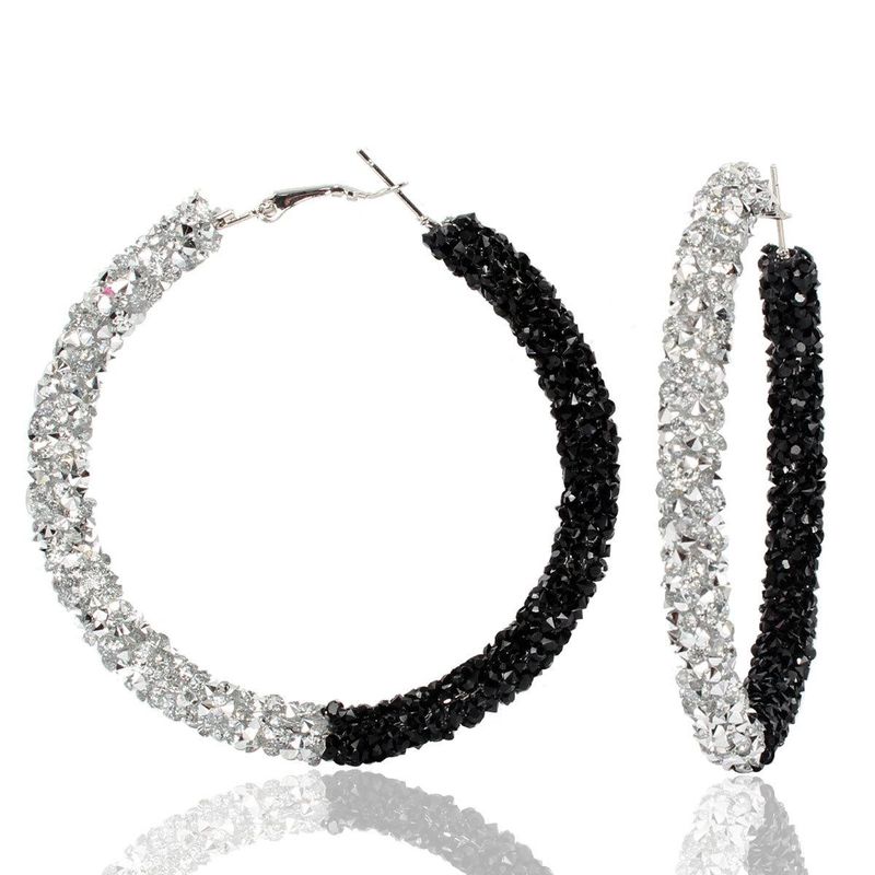 Fashion Exaggerated Large Circle Micro-encrusted Two-color Mix Earrings Nhct138360