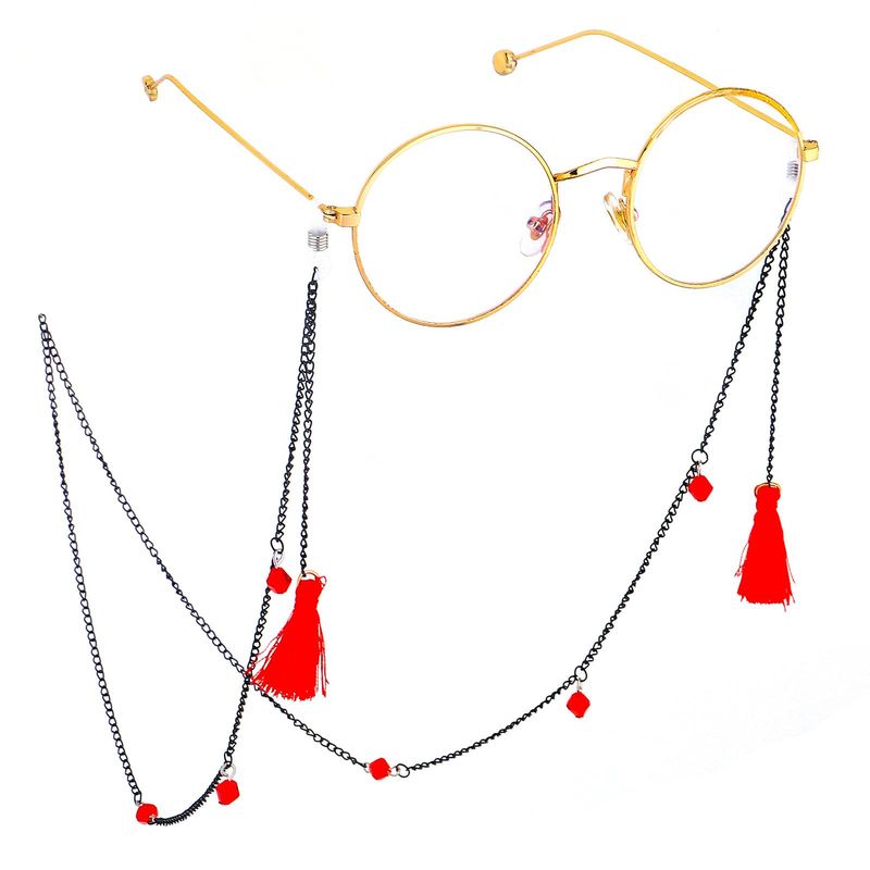 Red Fringed Metal Glasses Chain Nhbc131026