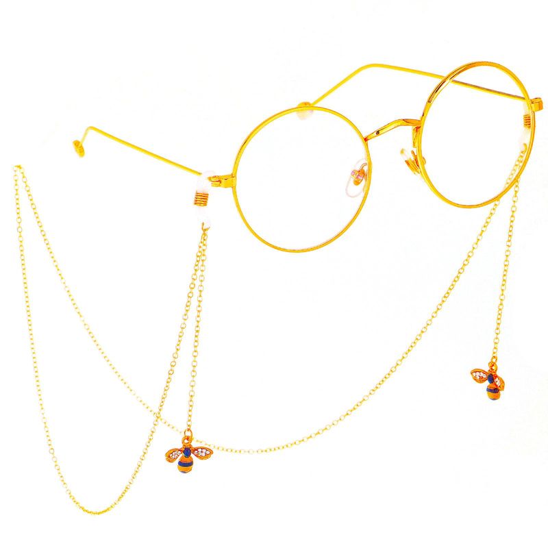 Anti-rutsch-beliebtes Metall-brillen Seil, Farb Haltende Goldene Strass-bienen Anhänger, Hand Gefertigte Brillen Kette, Grenz Überschreitend