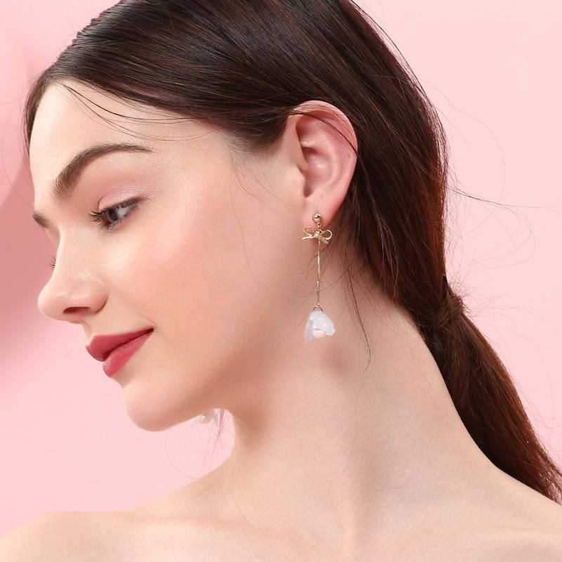 Muschel Imitat Perlen Ohrringe Bogen Ohrringe Weibliche Lange Anhänger Temperament Koreanische Einfache Persönlichkeit Trend Ige All-match