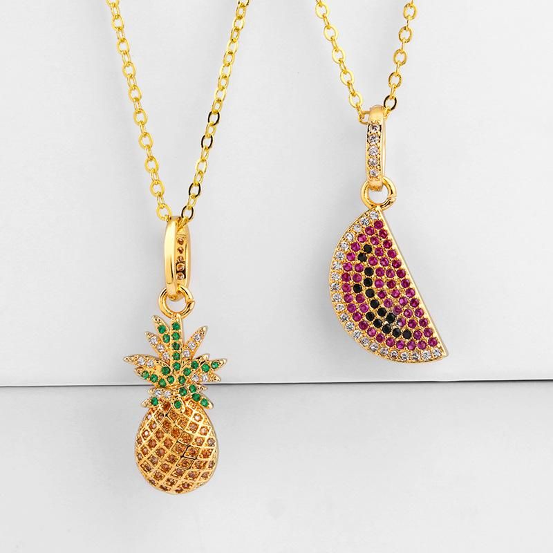 Grenz Überschreitende Exklusive Europäische Und Amerikanische Neue Halskette Weibliche Kreative Mode Persönlichkeit Wassermelone Ananas Anhänger Zirkon Halskette Nkp28