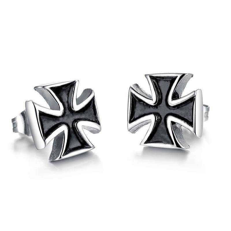 Fashion Cross Titanium Steel Earrings Nhop132244