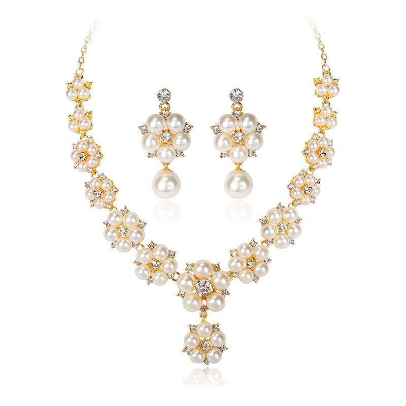 Fabrik Direkt Verkauf Grenz Überschreiten Der Heißer Verkauf Mode Halskette Perlen Set Braut Zubehör Perlen Halskette Ohrring Set